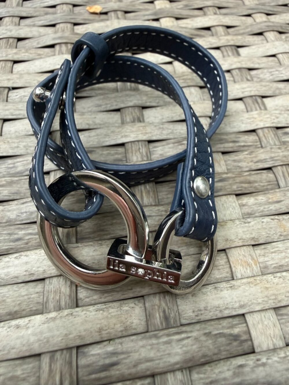 Lia Sophia "Wrap Star" Silver/Navy Clasp w/ Leather Strap Wrap Bracelet - Picture 5 of 5